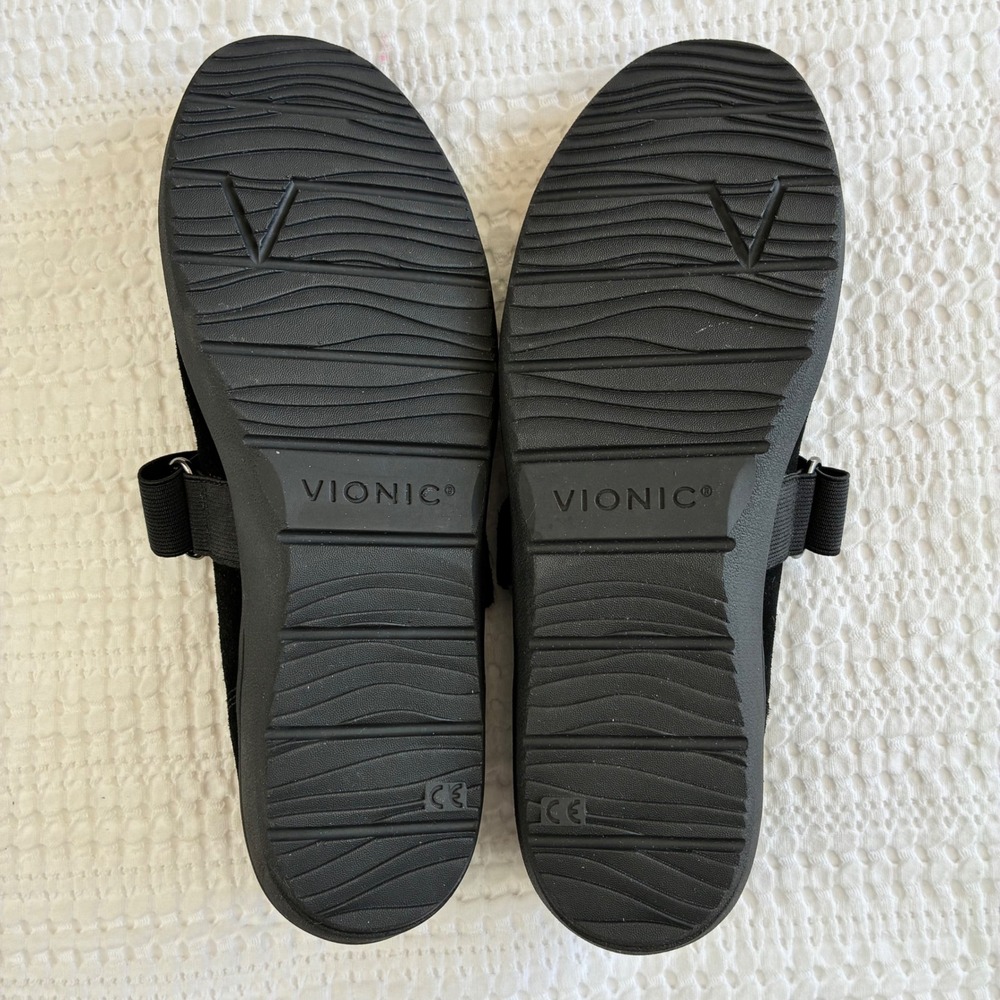 Vionic Shelby Mary Jane Black Suede Flat Hook and Loop Comfort Classic Women 8.5 - Picture 6 of 11